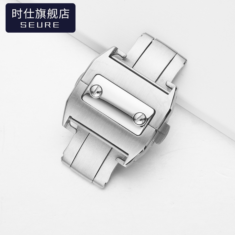 Times Use Cartier Santos Santos Santos Santos 100 Solid Stainless Steel Double Snap Buckle