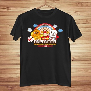 Japanese Classic Animation Anpanman Pattern Print Mens Pure Cotton Round Neck Short Sleeve T-Shirt_02