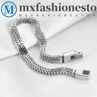 Mxfashione สร้อยข้อมือผู้ชาย สีทอง กําไลข้อมือผู้ชาย สีดํา สไตล์เกาหลี สายรัดข้อมือแฟน ของขวัญพังก์ กระดูกงูคู่ โซ่ผู้หญิง สร้อยข้อมือ เครื่องประดับผู้ชาย โซ่มือ