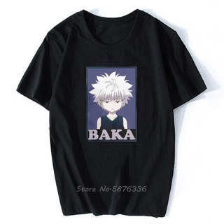 oversize T-shirt เสื้อยืดแขนสั้น คอกลม ผ้าฝ้าย พิมพ์ลายการ์ตูน Hunter X Hunter Killua Zoldyck Baka สไตล์คลาสสิก สําหรับผ