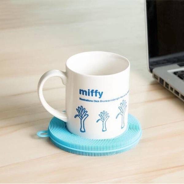 🟡🟢แผ่นล้างจานซิลิโคน ทำความสะอาดจาน แผ่นเอนกประสงค์ วางแก้วน้ำ Silocone Kitchen Sponge🔴🔵พร้อมส่ง #F-0035 - รูปที่ 6