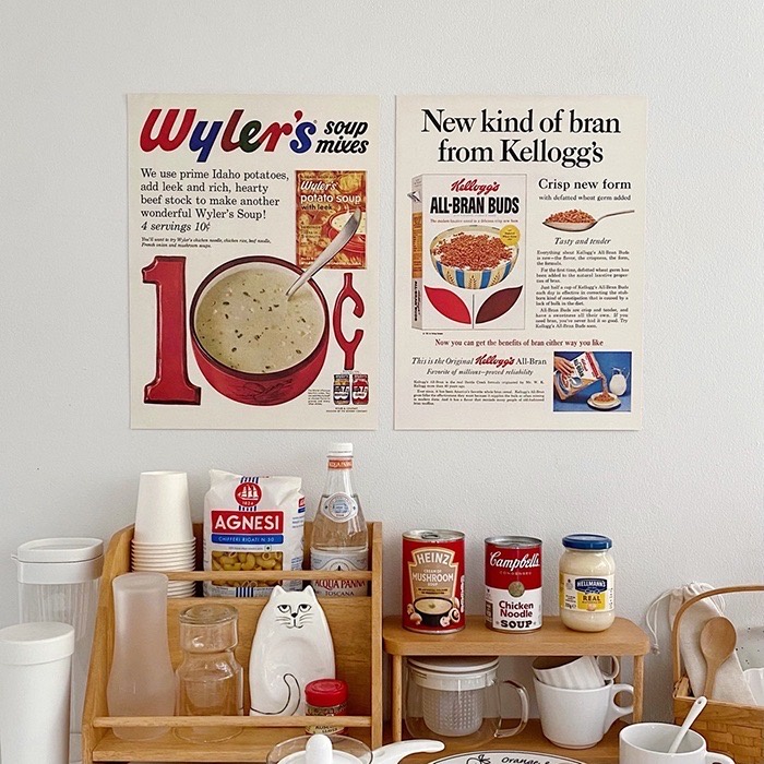 Poster - Wyler's Soup Mixes 1962 , Kellogg's All-Bran Buds 1961