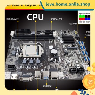 เมนบอร์ด B75 BTC โปรเซสเซอร์ขุดเหมือง สายเคเบิล CPU SATA G1620 สายเคเบิลสวิตช์ LGA1155 8*PCIE เป็น USB รองรับการ์ดจอ DDR3 B75 2 ชิ้น