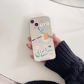 เคสโทรศัพท์มือถือ tpu แบบนิ่ม ลายเป็ด และหมี สําหรับ iPhone 14 14promax 14pro 11 11PROMAX 12 12PRO 12PROMAX 13 13pro 13promax