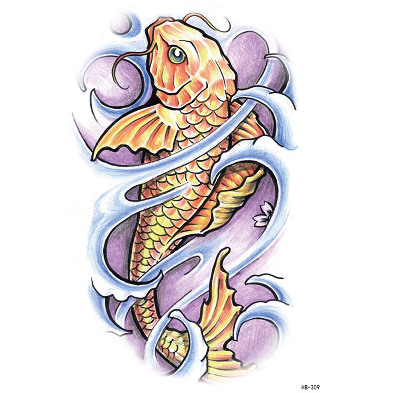 สติกเกอร์รอยสักชั่วคราว ลายคลื่น ปลาคาร์พ กันน้ํา สําหรับผู้ชาย และผู้หญิง - รูปที่ 2