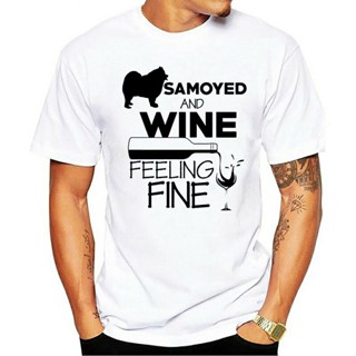 Samoyed And Wine Feeling Fine T Shirts Men T-Shirt DESIGNS MEN Top Tee New Arrival_04