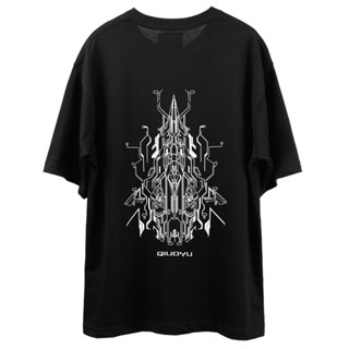 【TECHWEAR】QIUDYU 21SS cyberpunk printing tshirts mens fashion black t-shirtS-5XL_12