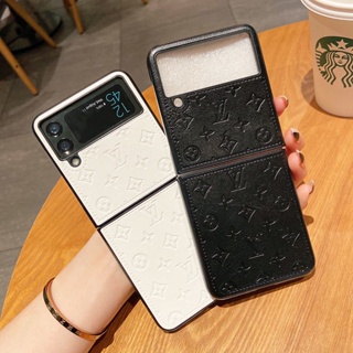 เคสโทรศัพท์มือถือหนัง ลายนูน แบบพับได้ หรูหรา คุณภาพสูง สําหรับ Samsung zflip4 zflip3