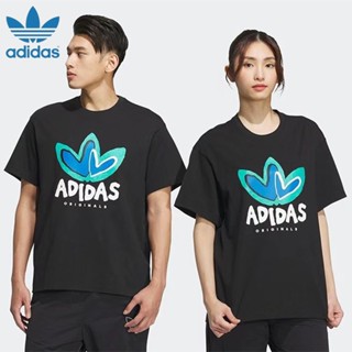 Adldas เสื้อยืดคอกลม แขนสั้น ผ้าฝ้าย และผ้าเรยอน แบบดั้งเดิม สําหรับผู้ชาย และผู้หญิง