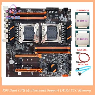 เมนบอร์ด X99 Dual CPU LGA2011 รองรับหน่วยความจํา DDR4 ECC และสายเคเบิล CPU SATA 2XE5 2609 V3