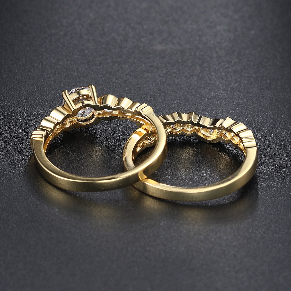 ชุดแหวนหมั้น หรูหรา คลาสสิก เครื่องประดับ สําหรับผู้หญิง ของขวัญวันวาเลนไทน์ R782 2 ชิ้น - รูปที่ 3