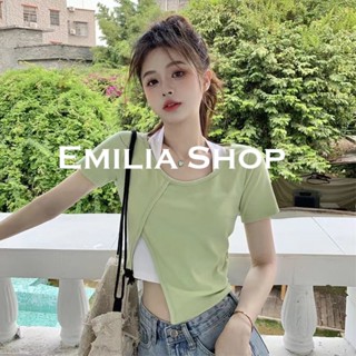 EMILIA SHOP  เสื้อยืด เสื้อครอป เสื้อผ้าแฟชั่นผู้หญิง 2023 ใหม่ ทันสมัย Chic คุณภาพสูง Trendy A29J0DL 36Z230909