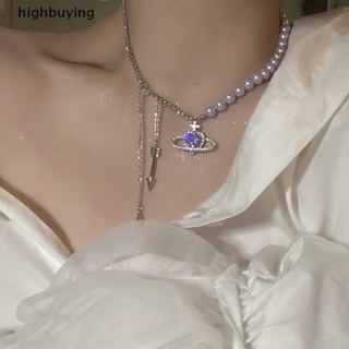 [highbuying] สร้อยคอโชคเกอร์ ประดับมุกเทียม จี้ดาวเคราะห์ โรแมนติก เครื่องประดับแฟชั่น สําหรับผู้หญิง