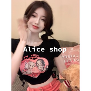 Alice  เสื้อแขนสั้น เสื้อครอปแฟชั่น Y2Kสไตล์ 2023 ใหม่  สวยงาม Trendy Beautiful ทันสมัย A29J0DV 36Z230909