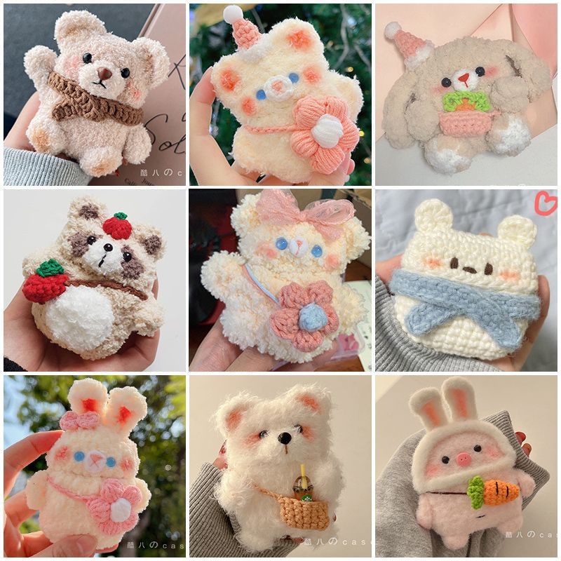 16 ตัวเลือก เคสป้องกันหูฟัง ผ้าวูล แบบนิ่ม ลายการ์ตูนน่ารัก กันกระแทก สําหรับ AirPods