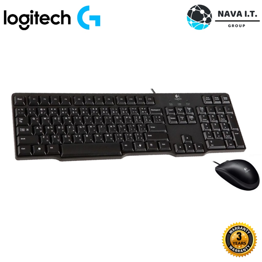 ⚡️กรุงเทพฯด่วน1ชั่วโมง⚡️ LOGITECH MK100 KEYBOARD + MOUSEKEYBOARD PS2 MOUES USB (BLACK) ENG/THAI 3Y