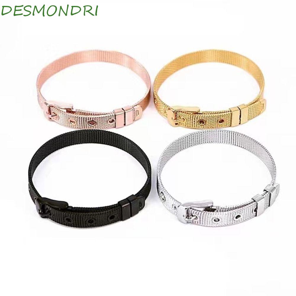 Desmondri ตาข่าย สายนาฬิกา สร้อยข้อมือ พังก์ บุคลิกภาพ เรียบง่าย กําไลข้อมือ เหล็กไทเทเนียม ฮิปฮอป สไตล์เกาหลี สร้อยข้อมือ