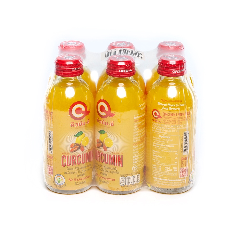 6QMIN คิวมินซีเครื่องดื่มขมิ้นชันผสมเลมอน150มล  แพ็คC CURCUMIN+LEMON JUICE150ML. PACK6