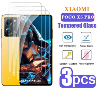 (ขายดี) ฟิล์มกระจกนิรภัยกันรอยหน้าจอ HD แบบใส สําหรับ Xiaomi POCO X5 PRO 5G POCOX5 X5PRO 3 ชิ้น