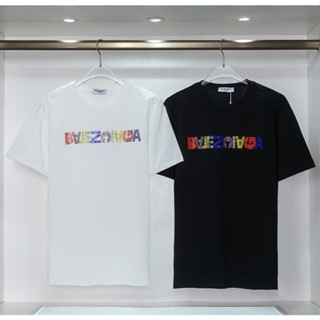 Balenciag Fashion hot drilling cotton mens and womens universal short sleeved T-shirt_04