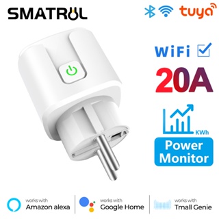 Smatrul 20A 4400W Tuya Wifi Eu Smart Plug อะแดปเตอร์ปลั๊กอะแดปเตอร์ซ็อกเก็ตควบคุมด้วยเสียงสําหรับ Google Home Alexa