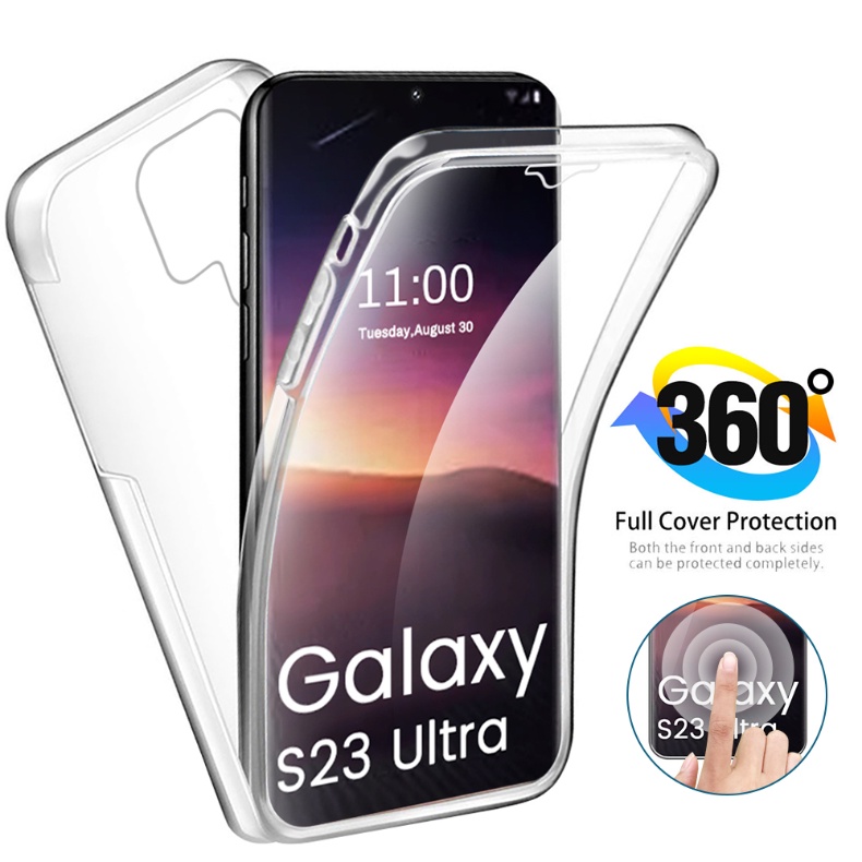 360° เคสโทรศัพท์มือถือ PC TPU แบบใส สองด้าน กันกระแทก สําหรับ Samsung Galaxy S23 S 23 S22 Ultra Plus S21 S20 FE 5G Sumsungs23 S23Ultra S23+ 2023
