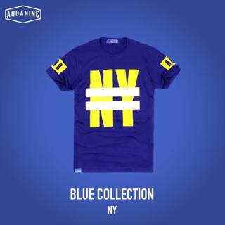 เสื้อยืด AQUANINE-NY BLUE เสื้อยืดผู้ชาย (เสื้อยืดสีน้ำเงิน)