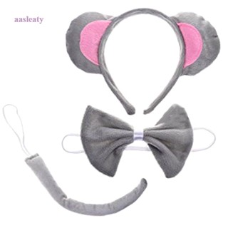 Aasleaty Skeleteen Mouse ชุดเครื่องแต่งกาย ที่คาดผมหู สีเทา และสีชมพู หูกระต่าย และหาง อุปกรณ์เสริม สําหรับเด็กวัยหัดเดิน