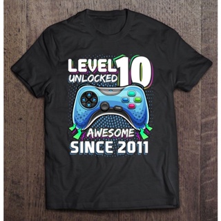 100% cotton T-shirt Level 10 Unlocked Awesome 2011 Video Game 10Th Birthday Gift 13 MenS Clothing Men Cotton MenS_03