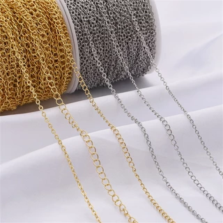 [1-4 มม.] 1 ม. Electroplating 14k Gold-clad Chain Electroplating Platinum Chain 1 ม. ทองแดง diy ทําด้วยมือเครื่องประดับวัสดุ 1 ม.