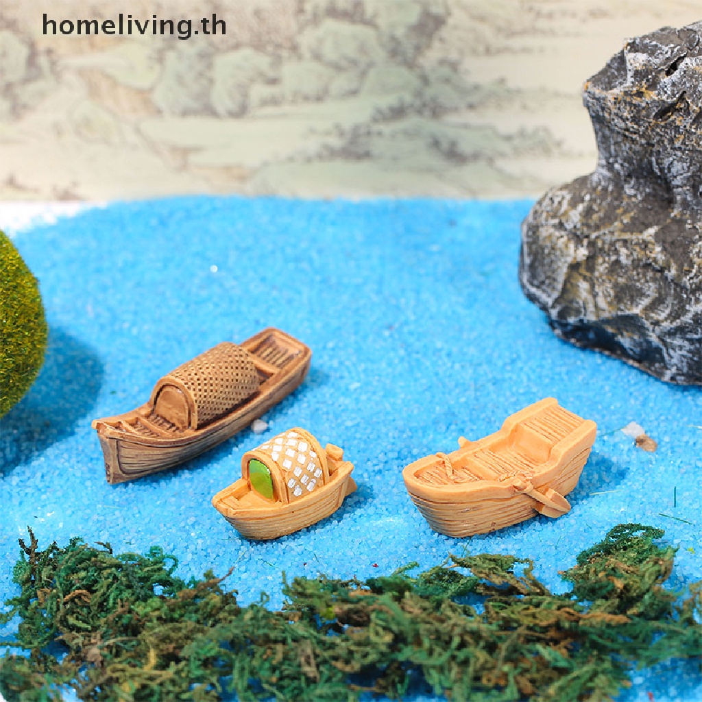 Home โมเดลฟิกเกอร์เรซิ่น รูปเรือ ปลาจิ๋ว สไตล์เรโทร สําหรับตกแต่งบ้าน สวนขวด