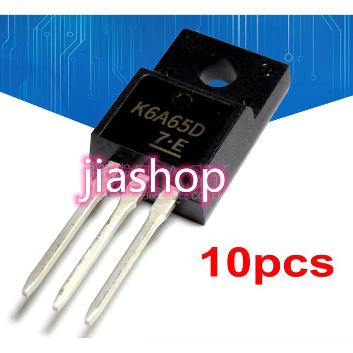 10pcs TK6A65D TO-220F K6A65D TO-220 TK6A65 TO220F MOSFET N-Ch FET 650V 4.0s IDSS 10 uA .95 โอห์ม jia