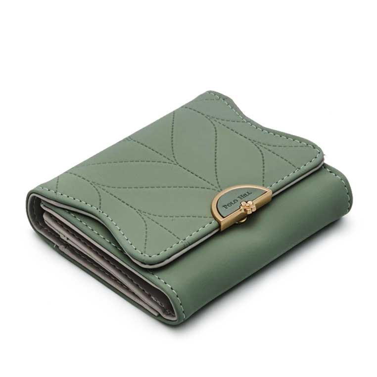 Polo HILL Ladies Leaf Inspired Stitching Tri-Fold Wallet PW120