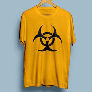 เสื้อยืดผู้ชาย เสื้อยืด ผ้าฝ้าย พิมพ์ลาย Biohazard สีเหลือง สีดํา ผ้านุ่ม