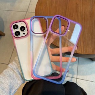 ส่งจากไทย Case Vivo Y02S V25 Y35 Y22 Y33S Y33T Y21 Y21T เคสกันกระแทก ไล่สี ขอบนิมหลังแข็ง เคสมือถือ เคสหลังใสขอบสีทู โทน