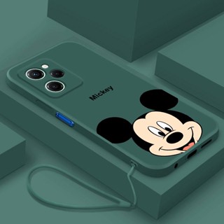 Realme C53 C55 C30S C30 เคสซิลิโคนนิ่ม เนื้อแมตต์ ซิลิโคนเหลว สี่เหลี่ยม ลายการ์ตูนมิกกี้เมาส์ เคสนิ่ม