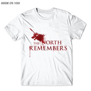 Sanc6 {พร้อมส่ง เสื้อยืดแขนสั้นลําลอง ผ้าฝ้าย 100% พิมพ์ลาย Game Of Thrones North Remembers Blood Wolf พลัสไซซ์ ไซซ์ XS-