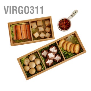 Virgo311 ถาดไม้แบ่งหลายช่องถาดเสิร์ฟสำหรับร้านหม้อไฟจานซูชิ