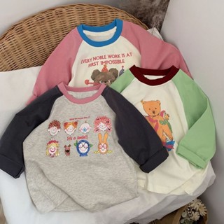 [Babycat] พร้อมส่ง เสื้อยืดแขนยาว ผ้าฝ้ายแท้ สไตล์เกาหลี ญี่ปุ่น แฟชั่นฤดูใบไม้ผลิ ฤดูใบไม้ร่วง สําหรับเด็กผู้ชาย เด็กผู้หญิง