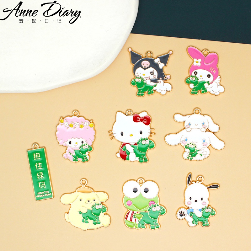 จี้สร้อยคอ ต่างหู รูปการ์ตูน Hello Kitty Kuromi แฮนด์เมด DIY สําหรับผู้หญิง 2 ชิ้น ต่อล็อต -061