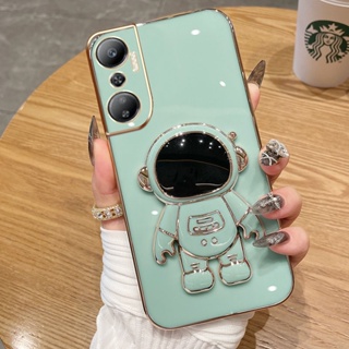 เคสโทรศัพท์มือถือชุบไฟฟ้า ลายนักบินอวกาศ หรูหรา พร้อมขาตั้ง สีมาการอง สําหรับ Infinix Hot 20 4G X6826 X6826B X6826C Hot 20S X6827