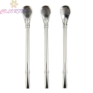 【COLORFUL】Straw 15.8*2.1cm 3pcs Multi-purpose No Peculiar Smell Silver High Quality