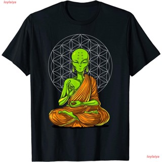 Space Alien Buddha Zen Yoga Meditation Spiritual Buddhist T-Shirt เสื้อยืดผู้ชาย ลายการ์ตูนพิมพ์ลายเสื้อลายการ์ตูนผ_02