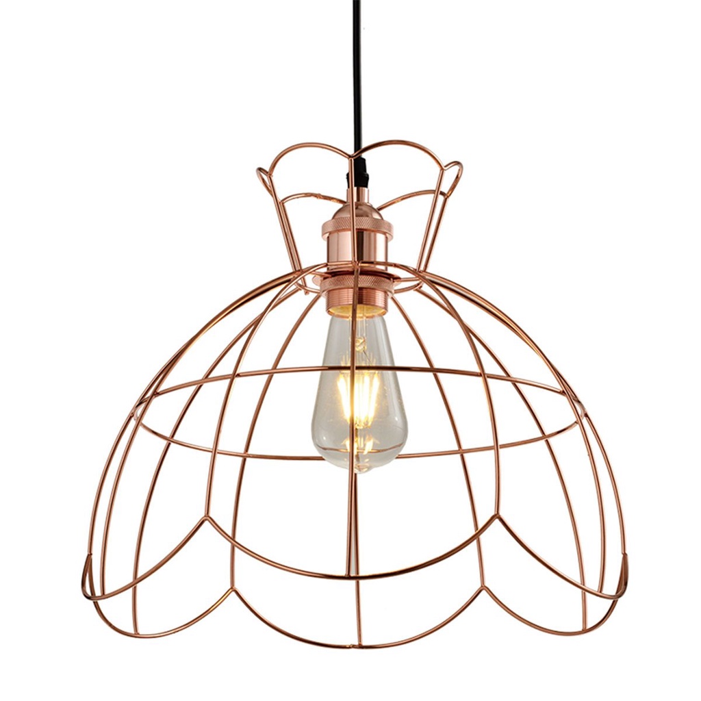 โคมไฟแขวนเหล็ก (E27x1) LUZINO รุ่น F7901B-RG ขนาด 36.5 x 36.5 x 31 ซม. สีโรสโกลด์