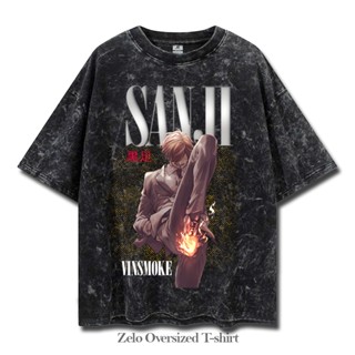 เสื้อยืด ลายวันพีช Sanji โอเวอร์ไซซ์ สไตล์วินเทจ