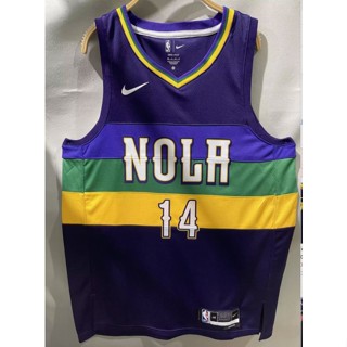 เสื้อกีฬาบาสเก็ตบอล ลายทีม New Orleans Pelicans No.14 สีม่วง 2023