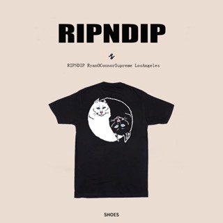 Ripndip bitch เสื้อยืดลําลอง ผ้าฝ้าย แขนสั้น คอกลม พิมพ์ลายแมว ทรงหลวม ใส่สบาย แฟชั่นสําหรับสตรี