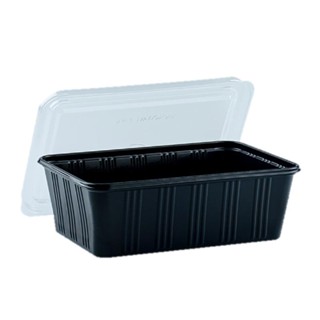 เอโร่ 750 พร้อมฝา กล่องอาหารพลาสติกพีพีสีดำ มล.x 25ชุดaro PPBlack FoodBox withLid 750 ml