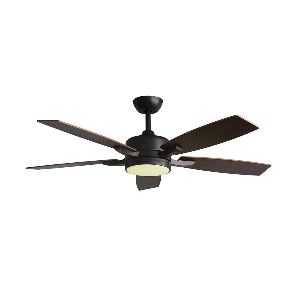 พัดลมโคมไฟ LED พลายวู๊ด 2in1 พร้อมรีโมท WIN FAVOUR รุ่น WFDC52 DC58(ORB) ขนาด 52 นิ้ว สีดำ - น้ำตาล