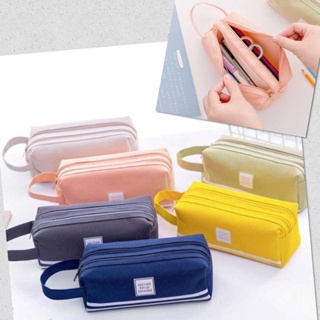 🌸 กระเป๋าดินสอ ผ้าแคนวาส มีหูหิ้ว 2 ซิป กล่องดินสอ กระเป๋าใส…